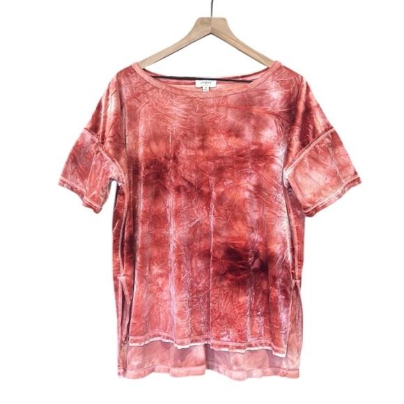 Umgee Tops - Umgee Pink Velvet Short Sleeve Oversized Short Sleeve Pullover Top Medium